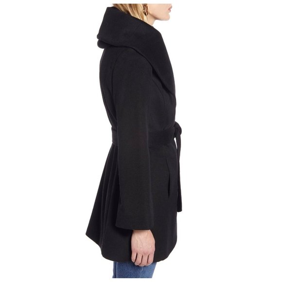 NEW $350 HALOGEN TAHARI Wool Blend Wrap Coat black warm winter size S - Picture 4 of 4
